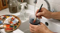 Come pulire pennelli e palette dopo gli acrilici senza sporcare il lavandino