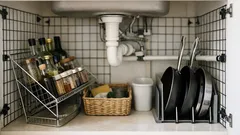 Come organizzare lo spazio sotto il lavello con griglie wire net e fascette